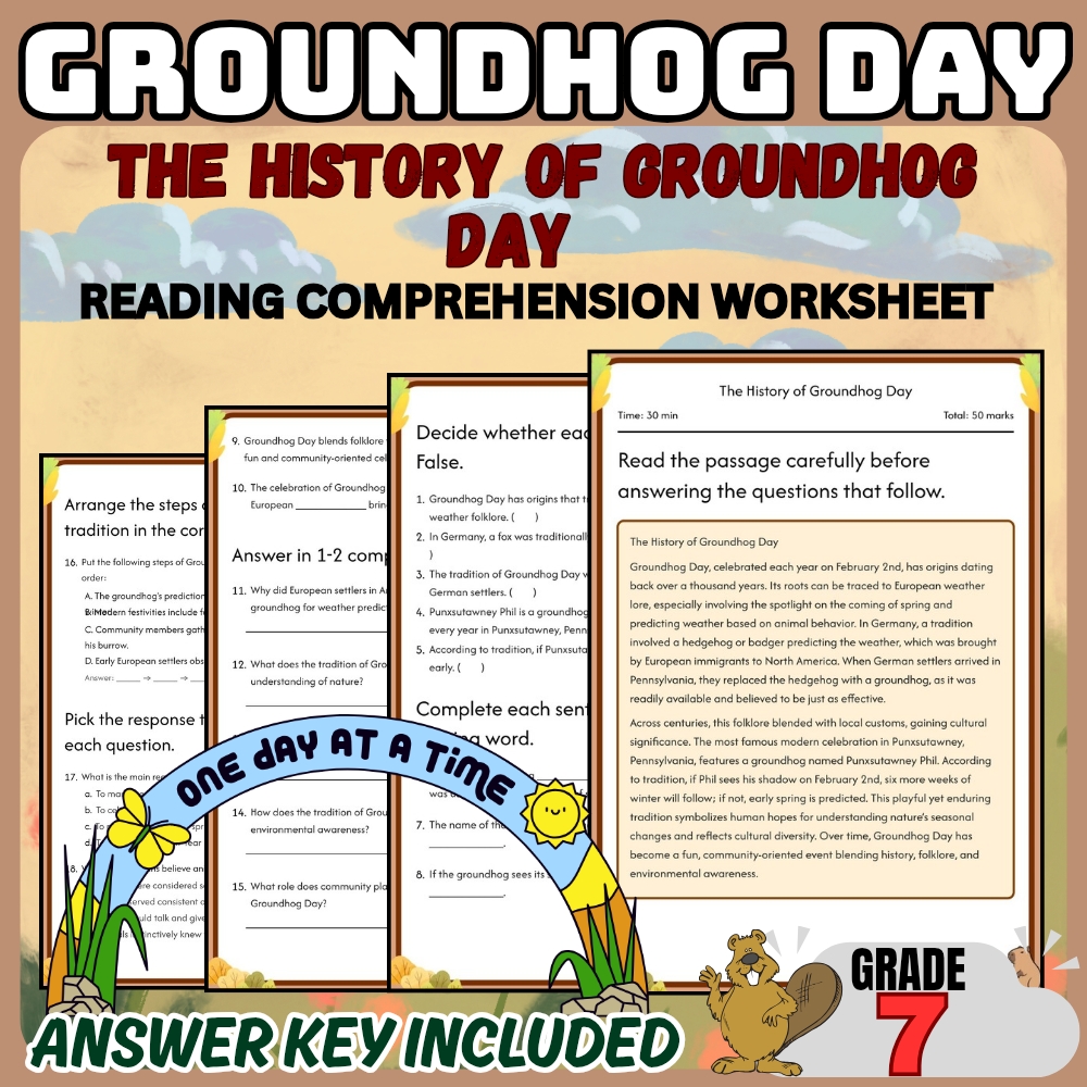 Grade 7 Holiday Groundhog Day for Mastering Groundhog History | PDF + Answer Key
