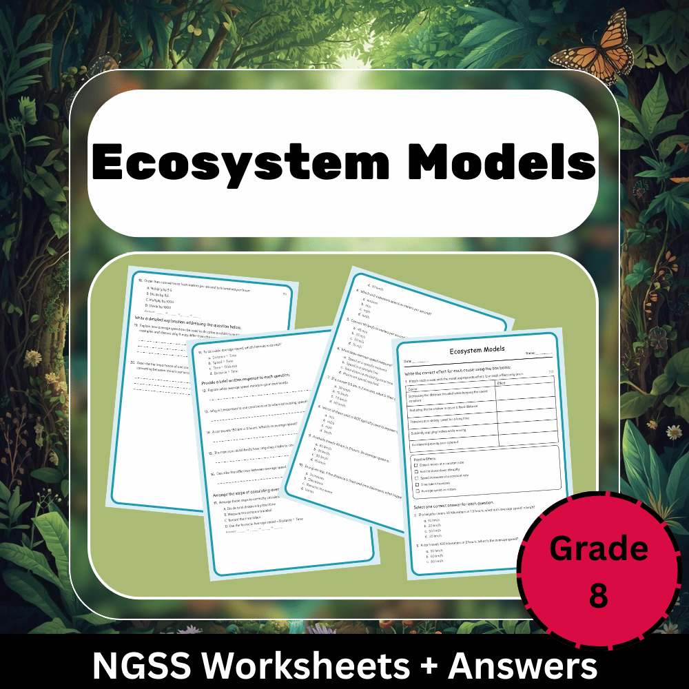 Grade 8 Science Unit Bundle: Ecosystems, Matter Cycles & Food Webs Worksheets — included worksheet 2