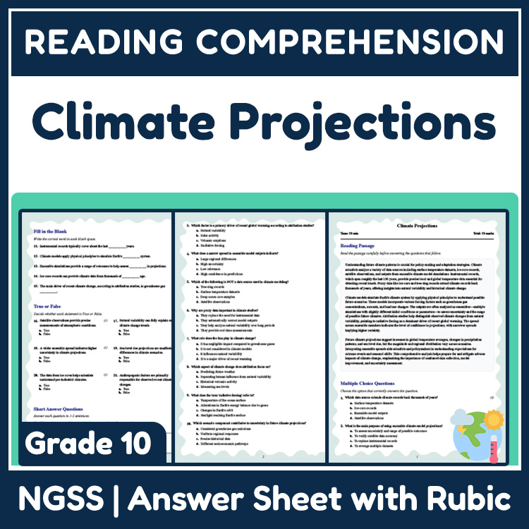 Grade 10 Science reading worksheets worksheet — Grade 10 Science | Climate Projections Reading Worksheet & Answer Key (PDF…