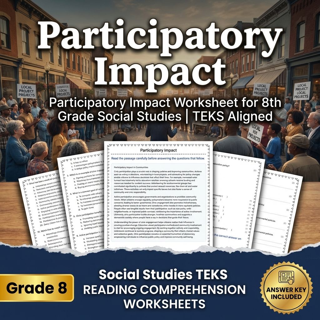 Participatory Impact Worksheet for 8th Grade Social Studies | TEKS Aligned