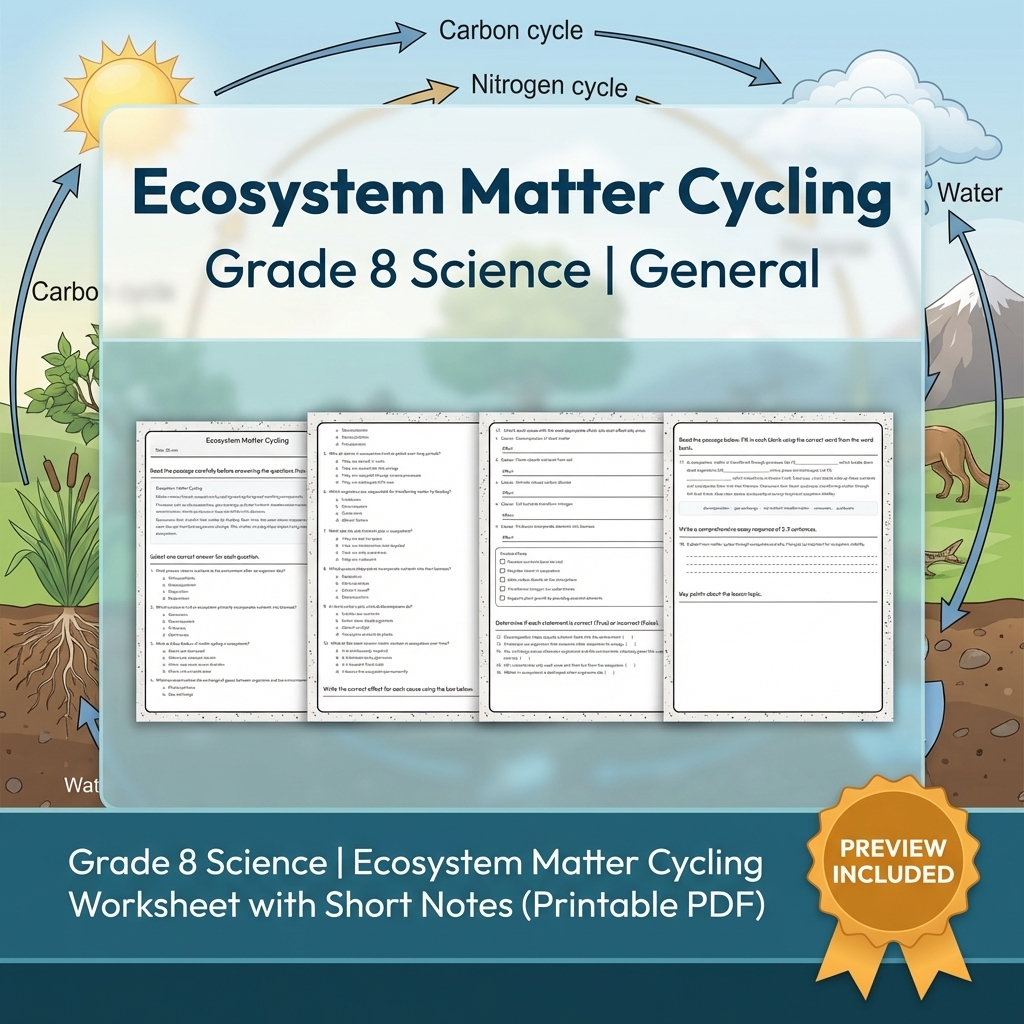 Grade 8 Science Data, Models & CER Full-Year Bundle: General Framework — included worksheet 7