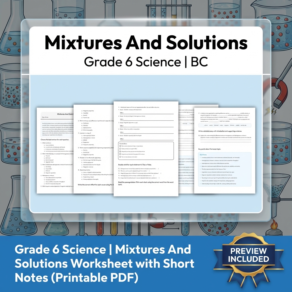 Grade 6 Science | Matter, Properties & Change UNIT Worksheet Bundle  — included worksheet 2