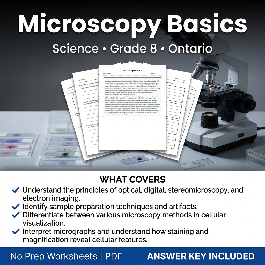 Grade 8 Science Worksheet | Microscopy Basics | Ontario Standard