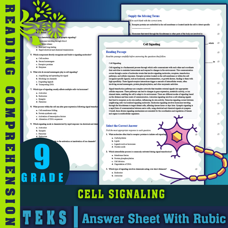 Grade 9 Science reading worksheets worksheet — 9th Grade Science | Cell Signaling Reading Worksheet & Answer Key (PDF) — p…