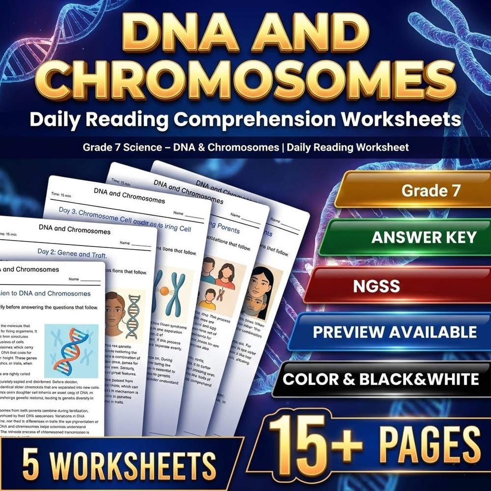 Genetics and Environment Grade 7 Science Daily Reading Worksheets Bundle | NGSS — included worksheet 1