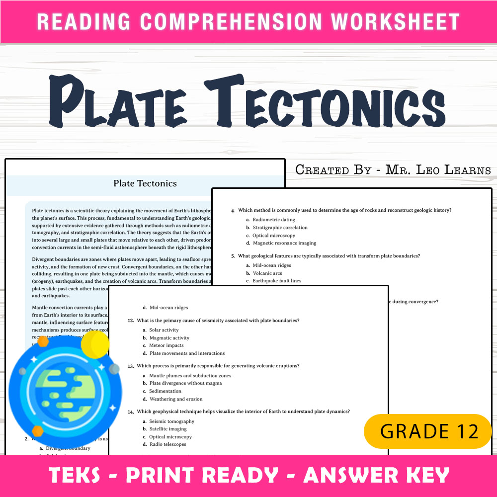 Grade 12 Science worksheet worksheet — Grade 12 Science – Plate Tectonics Worksheet for Mastery — page 1