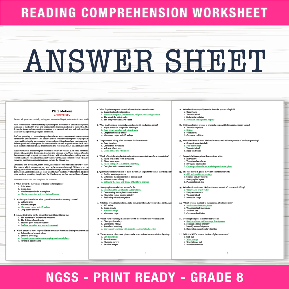 Grade 8 Science worksheet worksheet — Grade 8 Science – Plate Motions Worksheet (PDF + Answer Key) — page 2