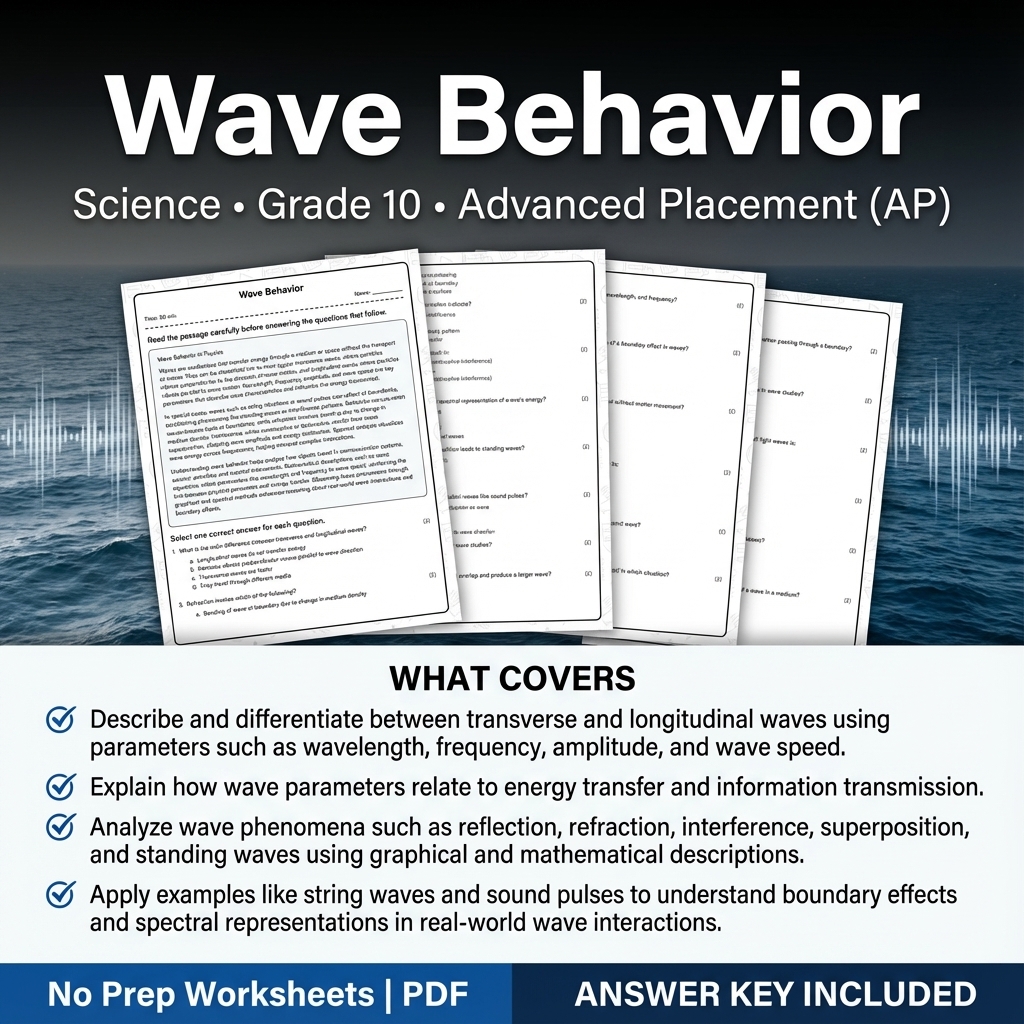 Grade 10 Science Worksheet Bundle – Physics, Biology & Earth Science PDF — included worksheet 10