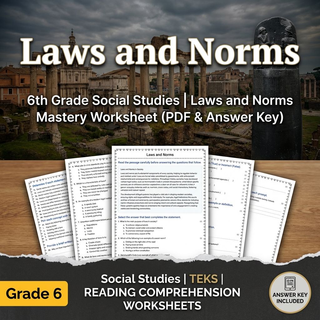 Grade 6 Social Studies Bundle – Laws, Rights & Civic Engagement (Answer Keys) — included worksheet 1