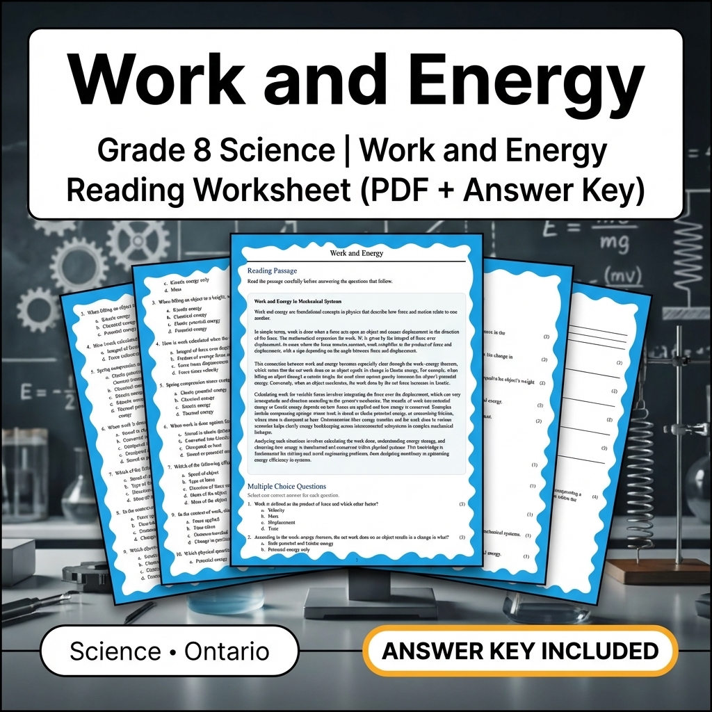Grade 8 Science Worksheets Bundle | Biology, Physics & Earth Science Resources — included worksheet 6