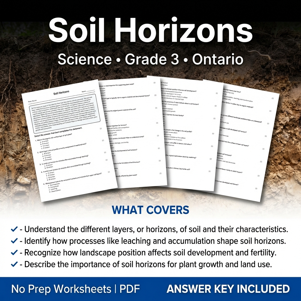 Soil Horizons Science Worksheet | Grade 3 | Ontario Standards