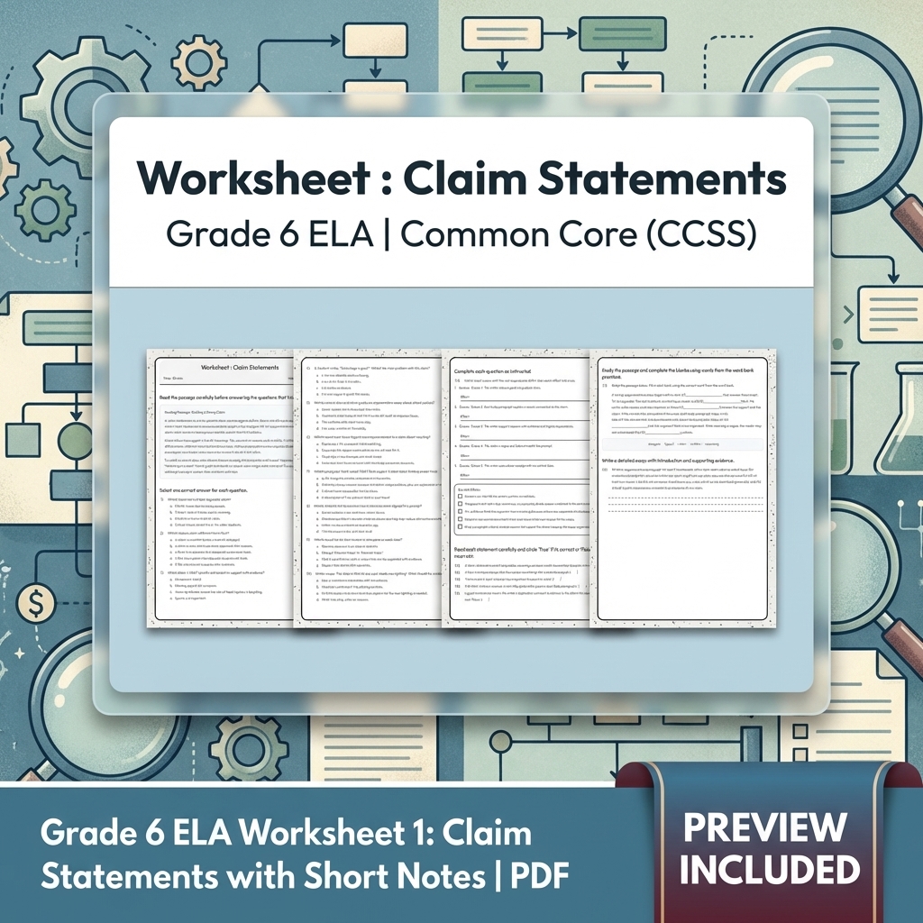 Grade 6 ELA Reading, Writing, & Grammar Full-Year Bundle (Common Core CCSS) — included worksheet 5