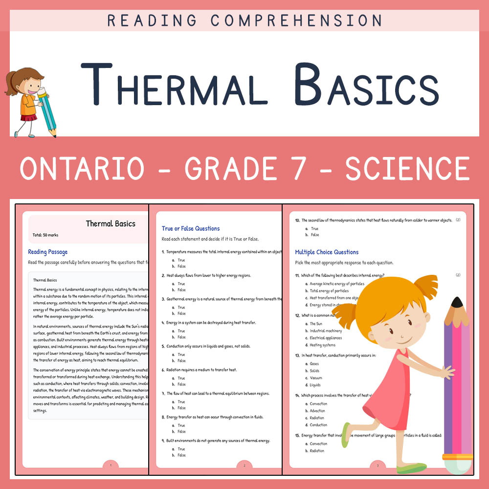 Grade 7 Science worksheet elena worksheet — Grade 7 Science Assessment | Thermal Basics Worksheet Elena | Ontario — page 1