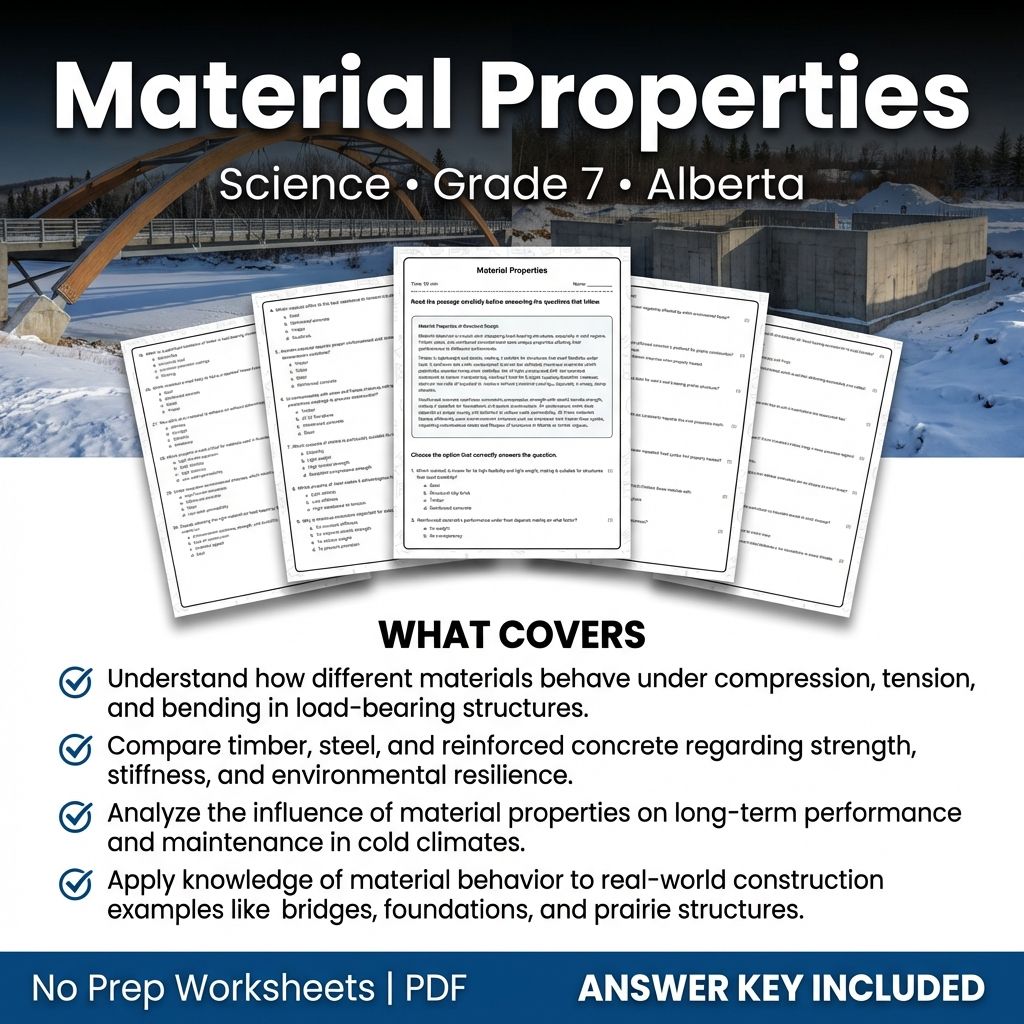 Material Properties Worksheet | Grade 7 Science | Alberta Standards