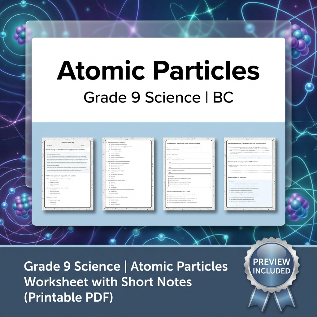 Grade 9 Science Lesson Bundle | BC Framework Focused Worksheets — included worksheet 1