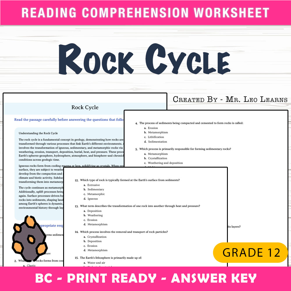 Grade 12 Science worksheet mcq paper worksheet — Grade 12 Science — Rock Cycle Worksheet MCQ Paper for Mastery — page 1