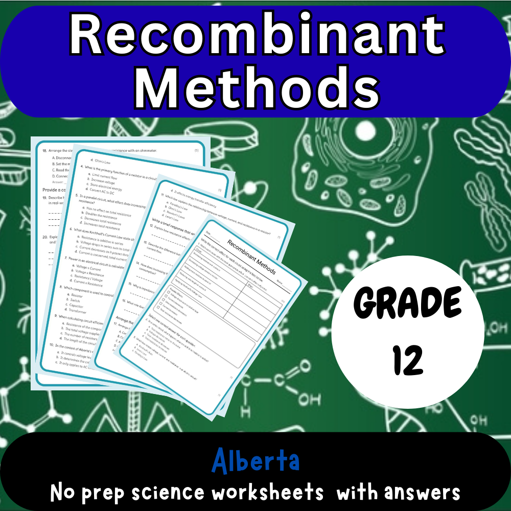 Grade 12 Science science 1 worksheet — Grade 12 Science – Recombinant Methods Worksheet (Answer Key) | Alberta Standard
