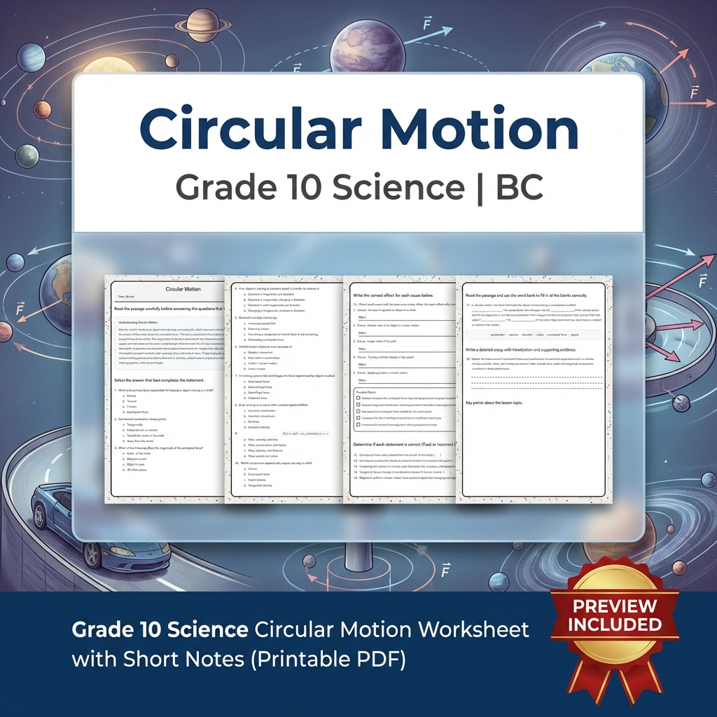 Grade 10 Science Bundle | Physics, Energy & Forces | Full Year Curriculum — included worksheet 9