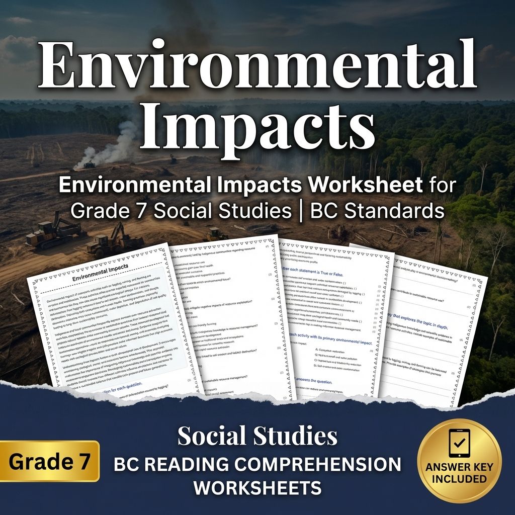 Environmental Impacts Worksheet for Grade 7 Social Studies | BC Standards
