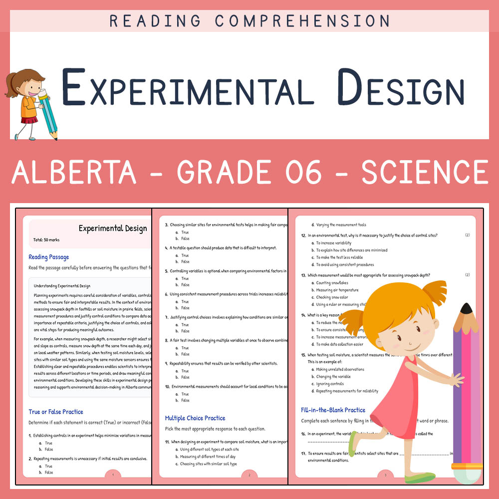 Grade 6 Science worksheet elena worksheet — Grade 6 Science Assessment | Experimental Design Worksheet | Alberta — page 1