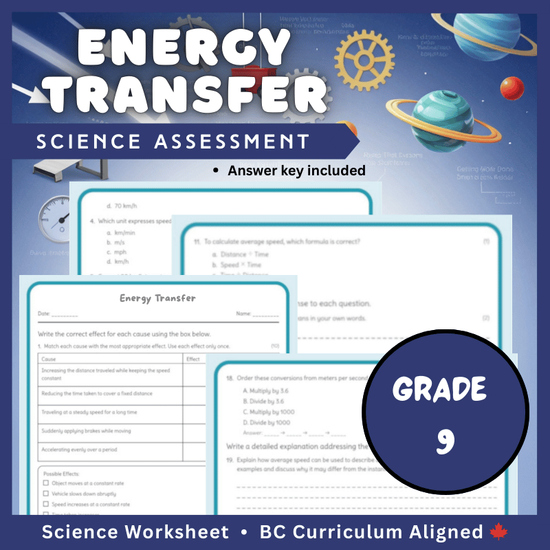 Grade 9 Science | Energy Transfer Worksheets + Answer Key – BC Standards