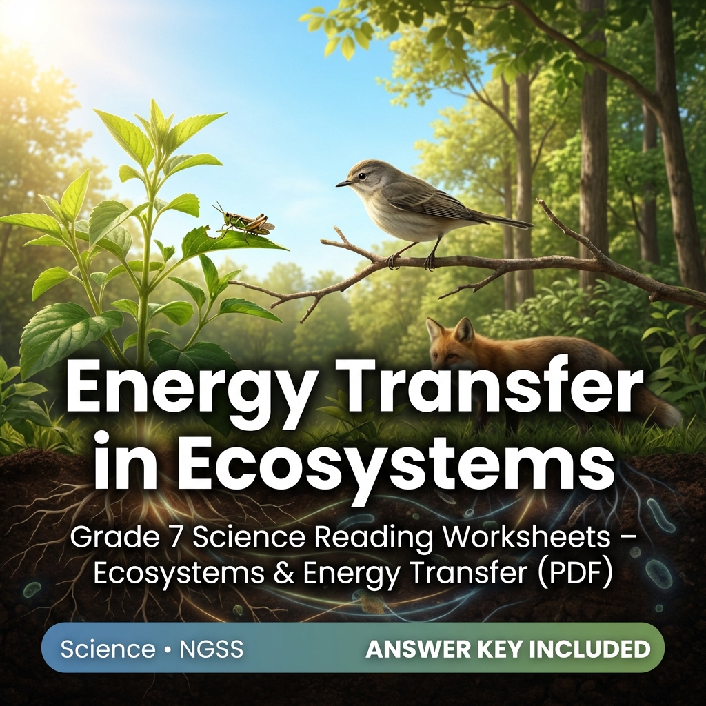Grade 7 Science Reading Worksheets – Ecosystems & Energy Transfer (PDF)