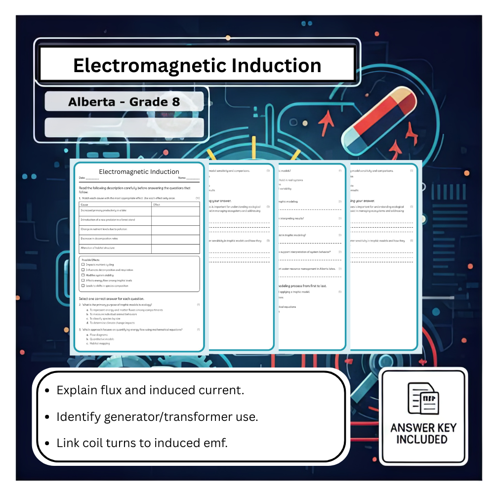 Grade 8 Science | Electromagnetic Induction Worksheet (PDF)