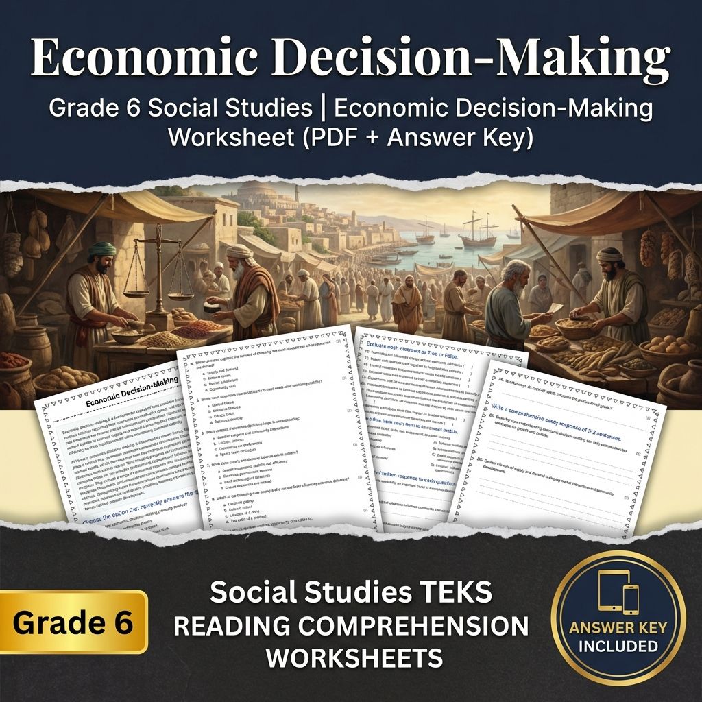 Grade 6 Social Studies | Economic Decision-Making Worksheet (PDF + Answer Key)