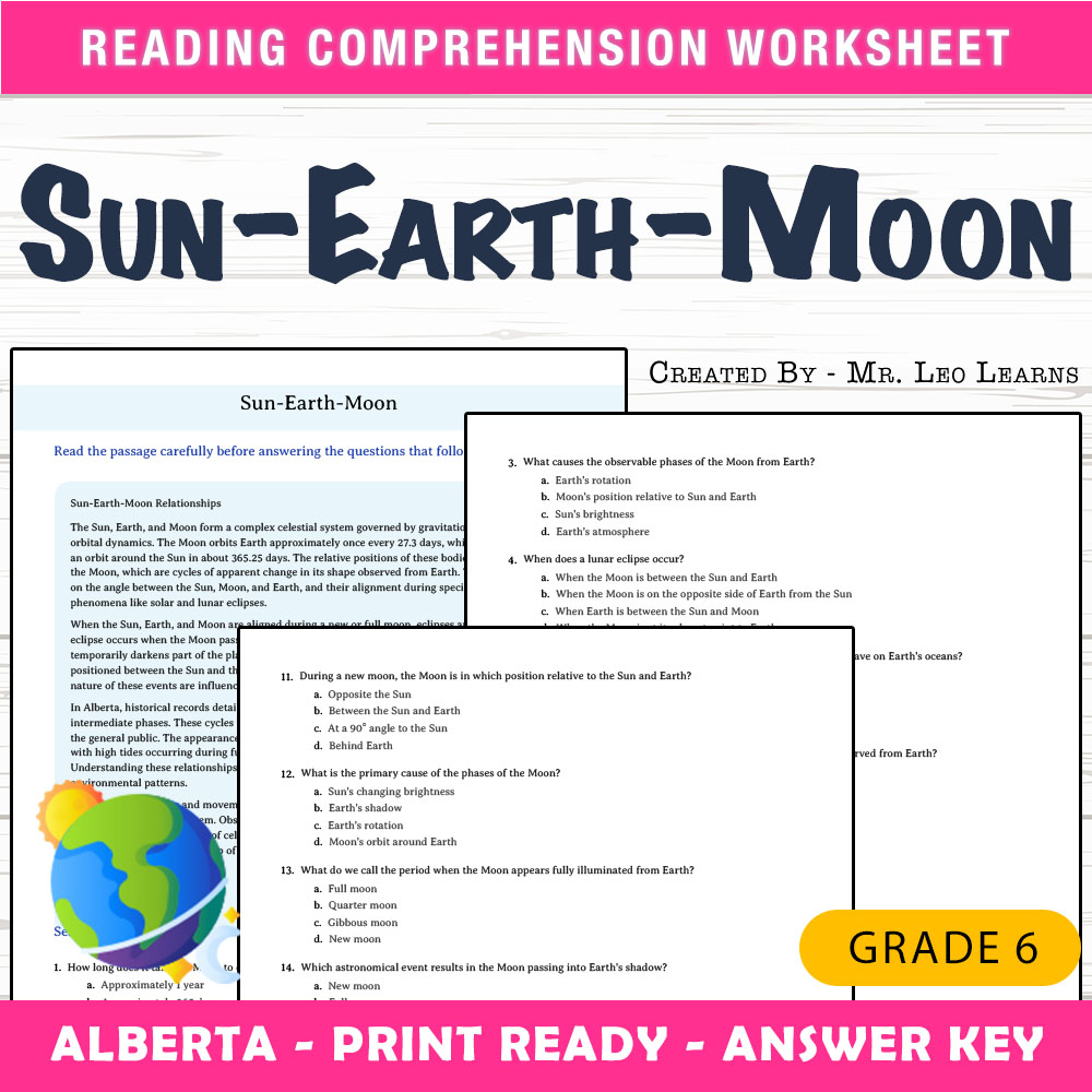 Grade 6 Science worksheet mcq paper worksheet — Grade 6 Science — Sun–Earth–Moon Worksheet MCQ Paper for Mastery — page 1