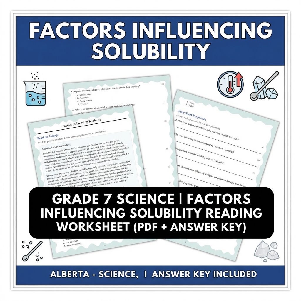 Grade 7 Science Worksheet Pack | Energy, Matter & Ecosystem Concepts — included worksheet 8