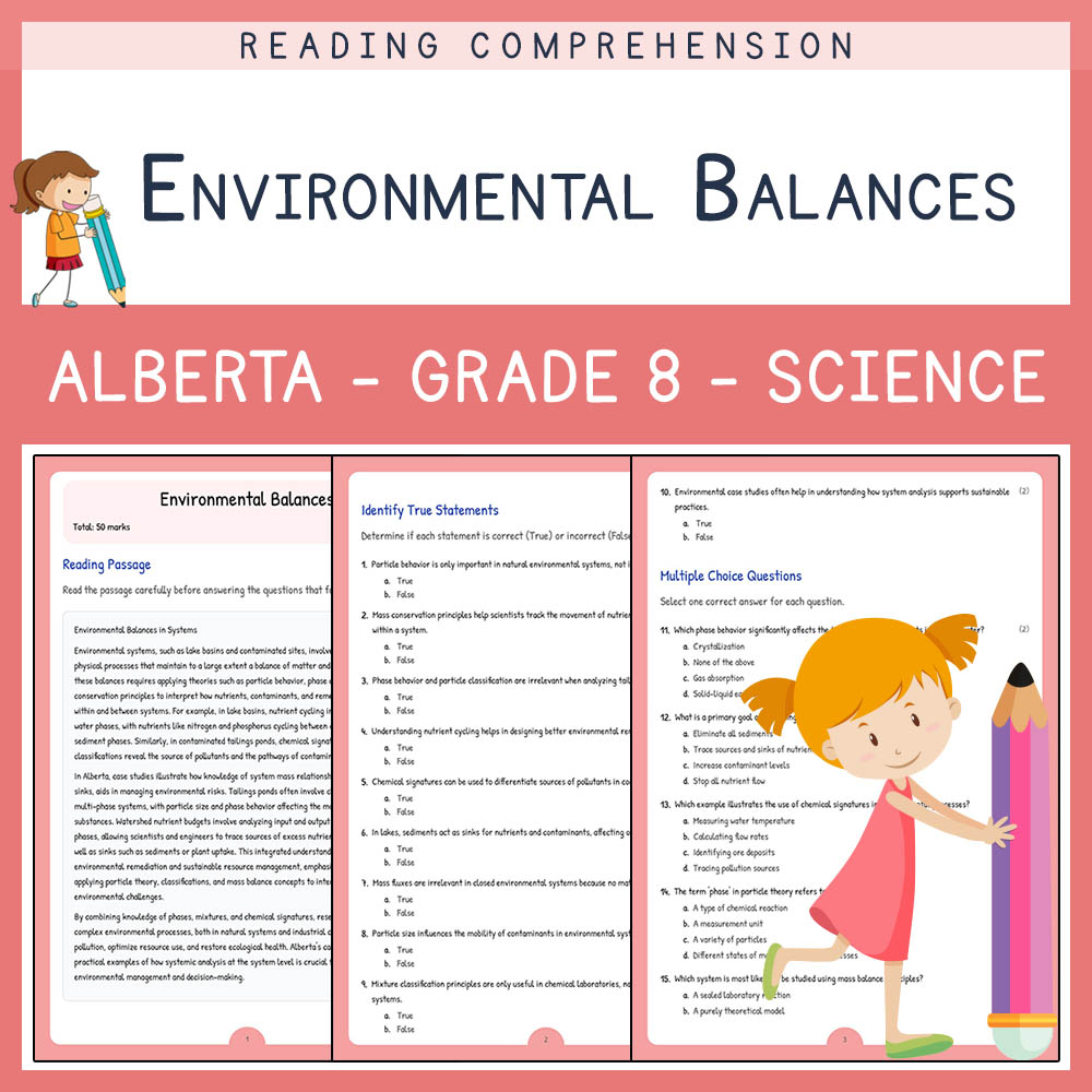 Grade 8 Science worksheet elena worksheet — Grade 8 Science | Environmental Balances Worksheet | Alberta Standard — page 1