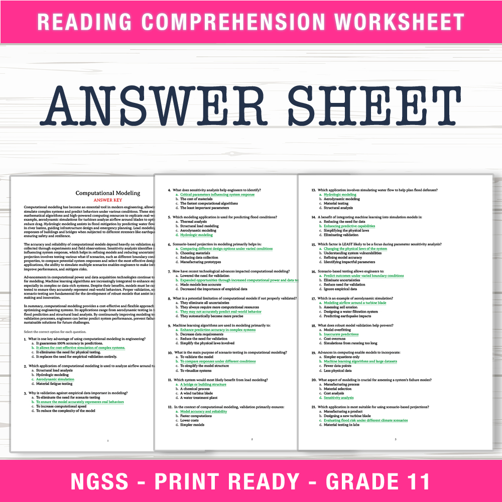 Grade 11 Science worksheet worksheet — Grade 11 Science – Computational Modeling Worksheet (PDF + Answer Key) — page 2