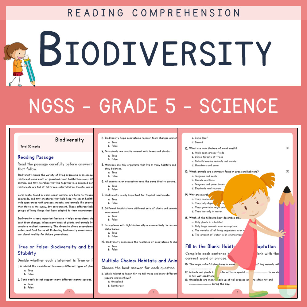 Grade 5 Science worksheets for primary grades worksheet — Grade 5 Science | Biodiversity Worksheet (PDF) | NGSS Aligned —…