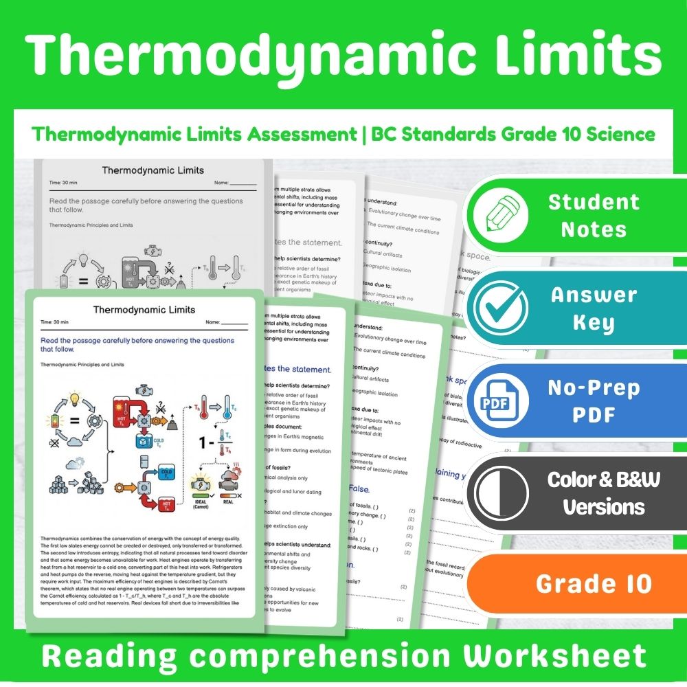 Grade 10 Science | Energy Assessment - BC Standards-Aligned Mini Bundle — included worksheet 2