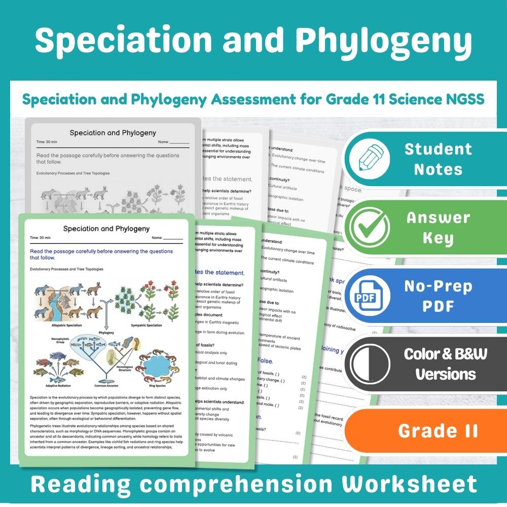Grade 11 Science - Evolution & Population Genetics NGSS Assessment Bundle — included worksheet 1