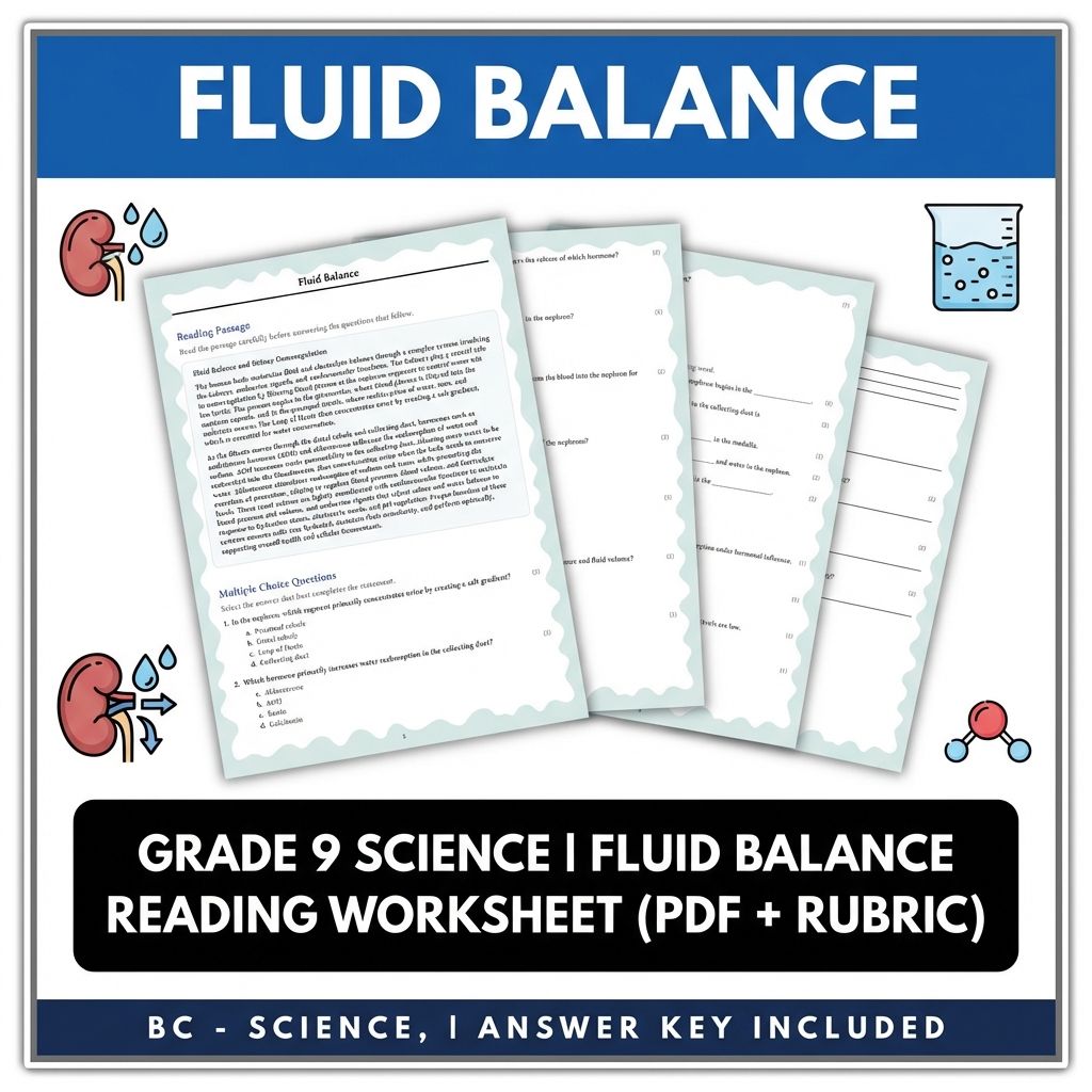 Grade 9 Science | Fluid Balance Reading Worksheet (PDF + Rubric)