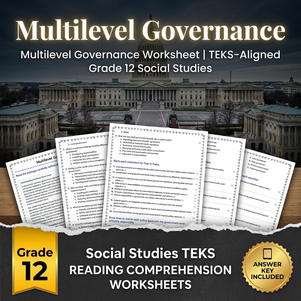 Multilevel Governance Worksheet | TEKS-Aligned Grade 12 Social Studies