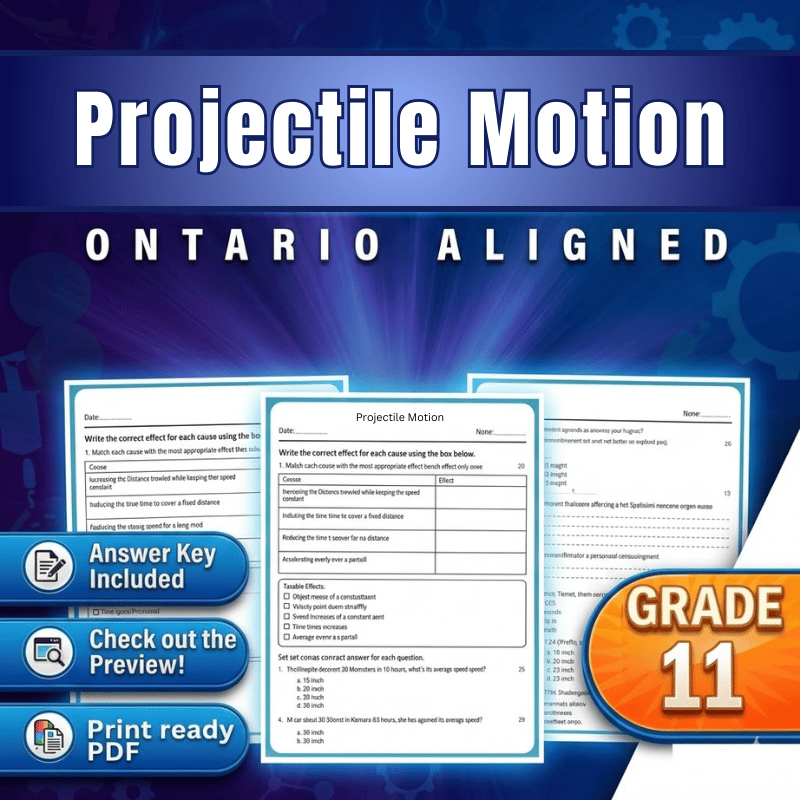 Grade 11 Science – Projectile Motion Worksheet (PDF) | Ontario Standards