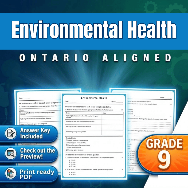 Grade 9 Science science 1 worksheet — Grade 9 Science – Environmental Health Worksheet (Ontario | PDF)