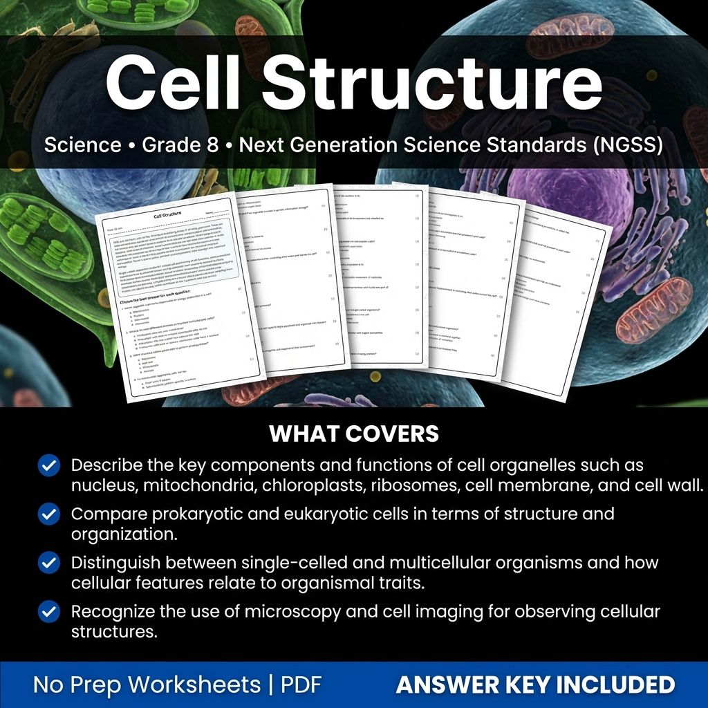 Grade 8 Science worksheet — 8th Grade Science | Cell Structure Worksheet & Answer Key (Printable PDF)