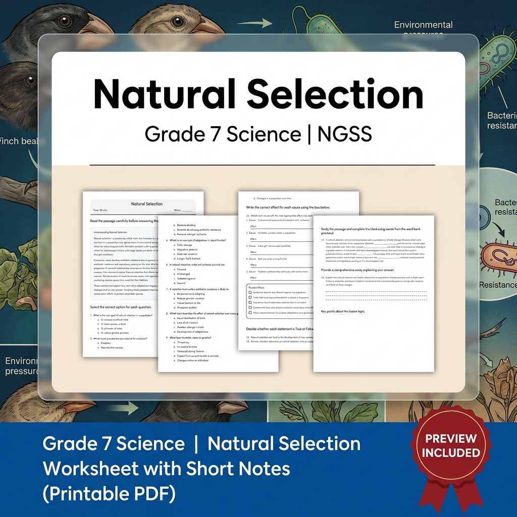 Grade 7 Science | Biological Evolution Bundle – Unity & Diversity (NGSS Aligned) — included worksheet 2