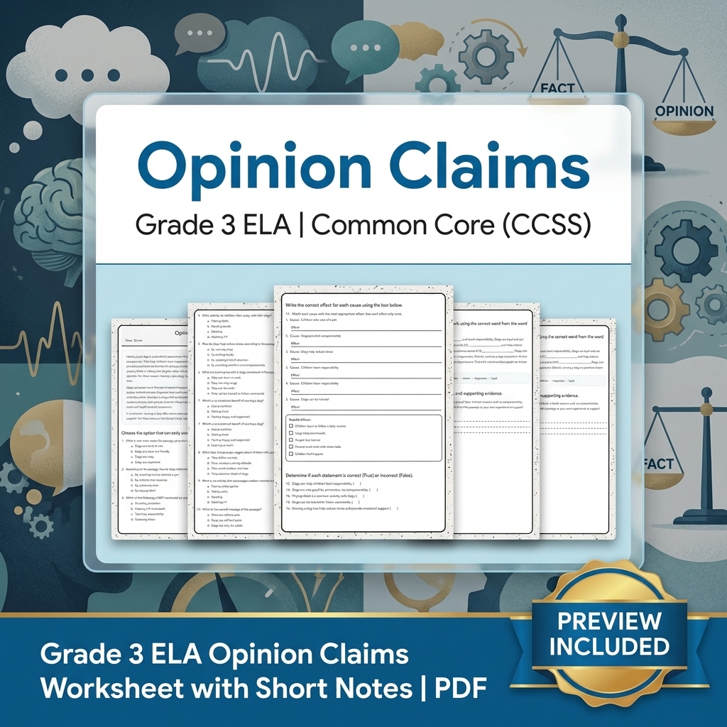 Grade 3 Writing and Text Evidence ELA Lesson Bundle – Common Core (CCSS) — included worksheet 2