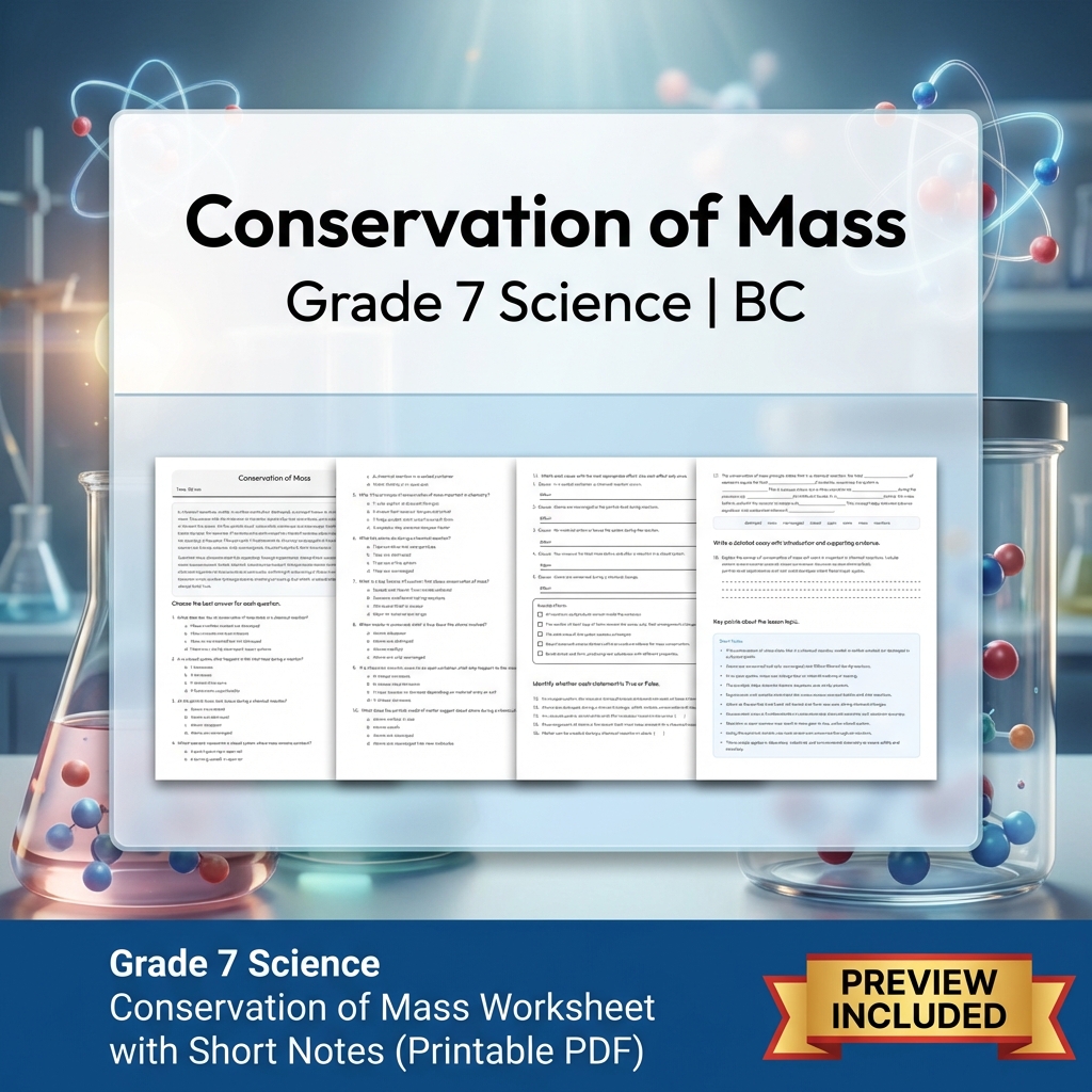 Grade 7 Science Full Year Bundle Ecosystems, Cells & Earth Processes Worksheets — included worksheet 5