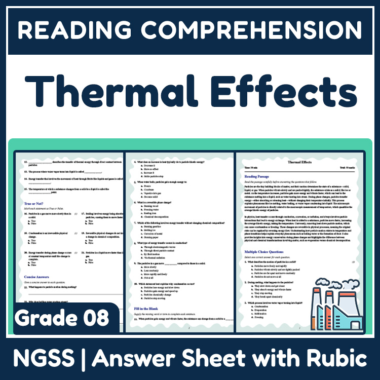 Grade 8 Science reading worksheets worksheet — Grade 8 Science | Thermal Effects Reading Worksheet & Answer Key (PDF) — pa…