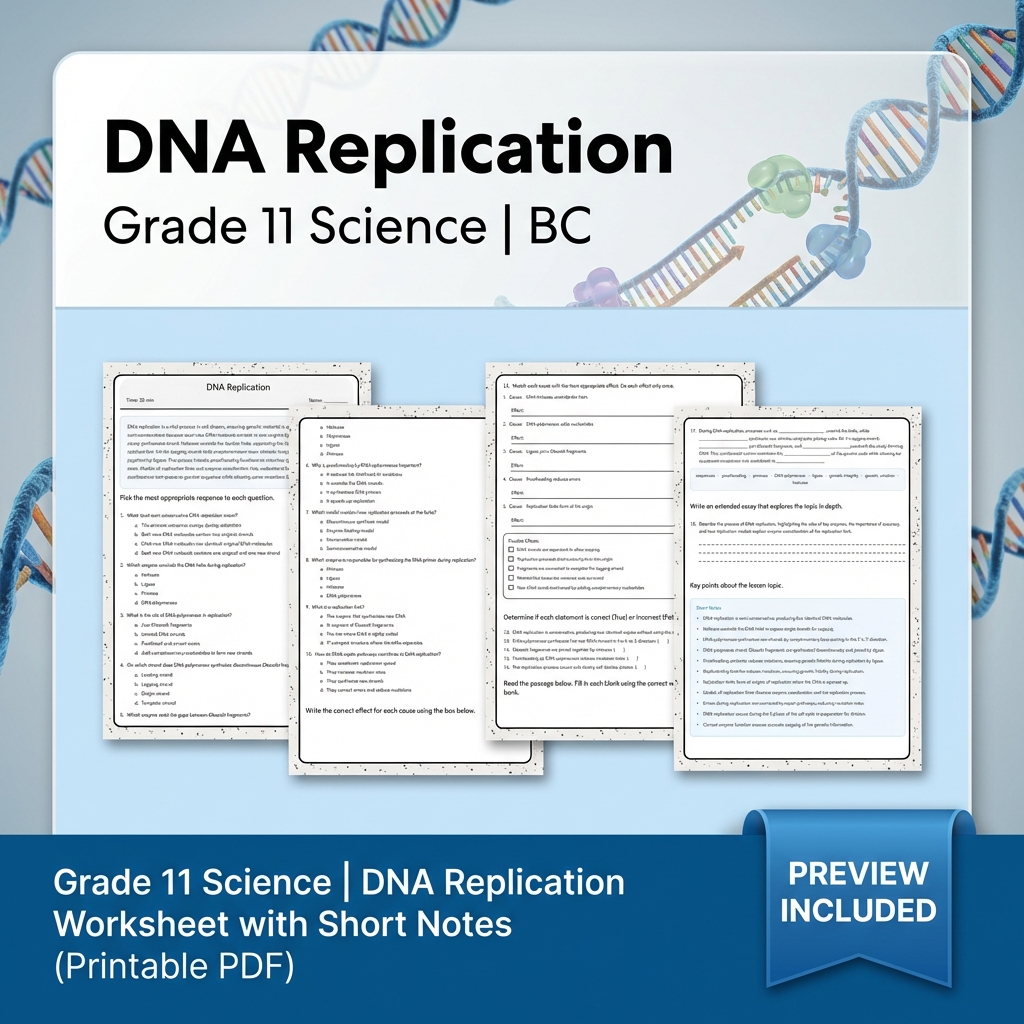 Grade 11 Science Full Year Bundle | Atomic Theory, Biology, Motion & Energy Worksheets — included worksheet 10