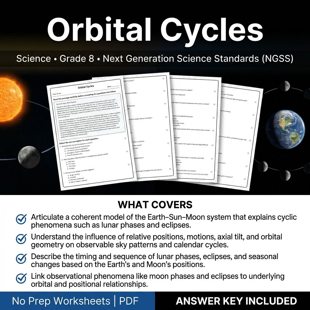 8th Grade Science | Orbital Cycles Worksheet + Answer Key (PDF)