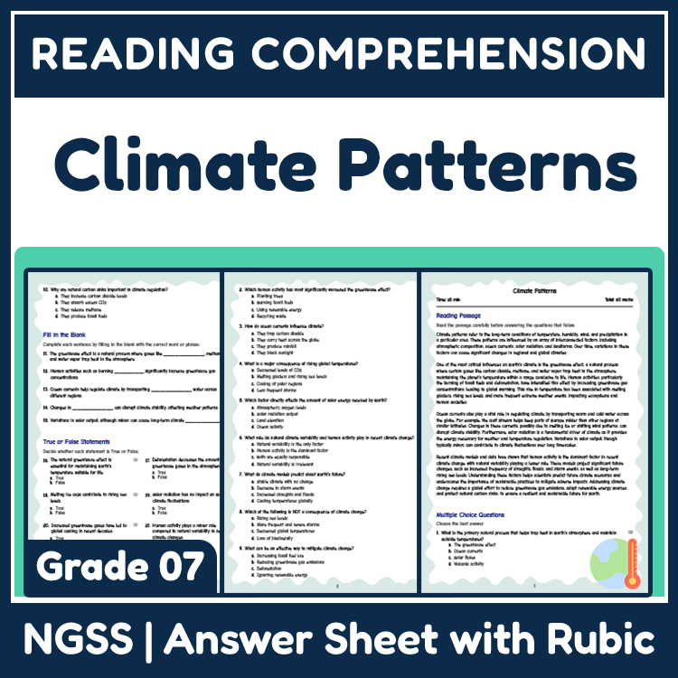 Science reading worksheets worksheet — 7th Grade Science | Climate Patterns Reading Worksheet NGSS-Aligned + Answer Key —…
