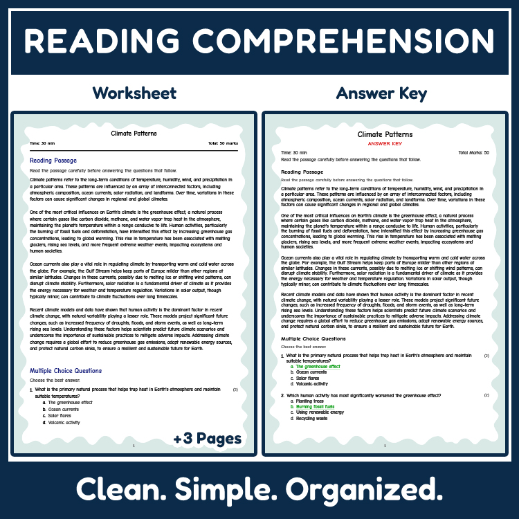 Science reading worksheets worksheet — 7th Grade Science | Climate Patterns Reading Worksheet NGSS-Aligned + Answer Key —…