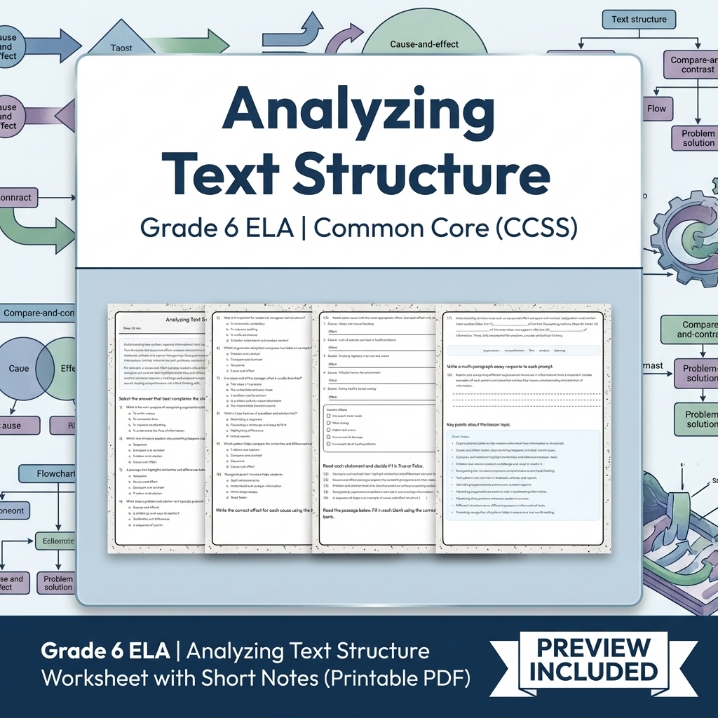 Grade 6 ELA Reading, Writing, & Grammar Full-Year Bundle (Common Core CCSS) — included worksheet 6