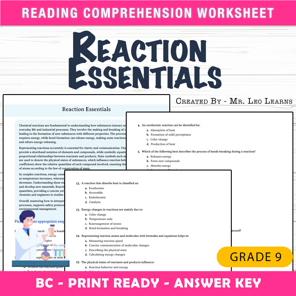 Grade 9 Science worksheet mcq paper worksheet — Grade 9 Science — Worksheet MCQ Paper for Reaction Essentials | PDF + Answ…